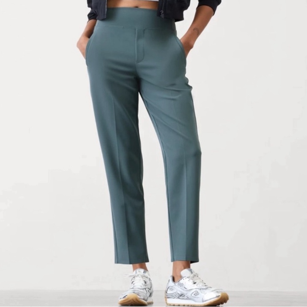 Athleta Teal Cropped Straight-Leg Pants 10Tall